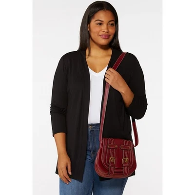 Nine West Burgundy Crossbody Shoulder Bag Small Adjustable Strap Buckle Detail - Image 1 of 4