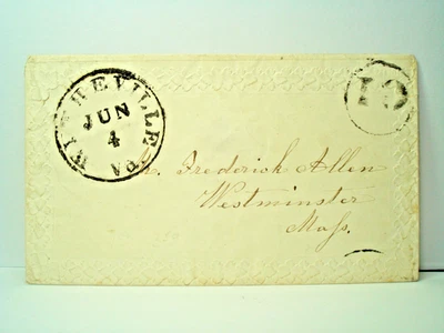 1850's WYTHEVILLE VA Embossed Ornate STAMPLESS Ladies Cover 10 IN CIRCLE - Image 1 of 2