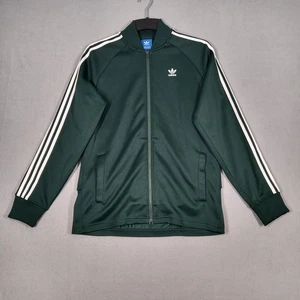 Adidas Track Jacket Men's Small Green Full Zip 3 Stripe Long Sleeve - Picture 1 of 16