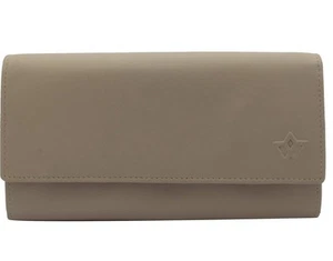 Echt Leder Damen Geldbörse Portemonnaie mehrere Kartenfächer Handyfach grau - Bild 1 von 8