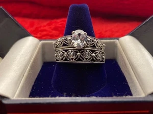 Rare Vintage Sterling Rupa Tarakasi wedding band engagement ring bridal set - Picture 1 of 10