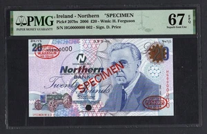 Northern Ireland 20 Pounds 2006 P207bs "Specimen N002 " UNC Grade 67 Top Pop - Picture 1 of 2