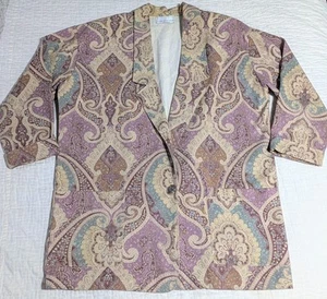 Vintage Claudine Bueche New York Blazer Designer Floral Paisley AOP LUXURY - Picture 1 of 20