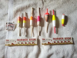 Fishing Slip Bobbers/Floats x 7 Plus 2 Packs Fin Bobber Stoppers, 1 Fas-Snap - Picture 1 of 7