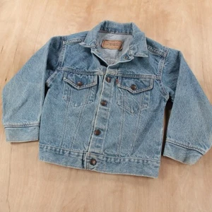 LITTLE LEVI'S Orange Tab denim trucker jean jacket sz 7 tag vtg 80s 90s usa made - Picture 1 of 7