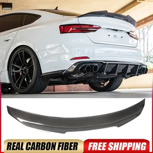 For Audi A5 B9 S5 RS5 Coupe 17-23 Real Carbon Fiber Rear Trunk Spoiler Boot Wing - Picture 1 of 15