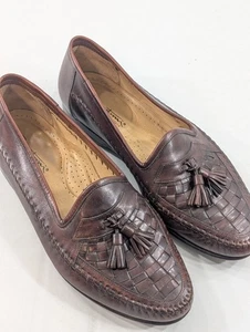 Santoni Tassel Loafers Mens 8 1/2 Leather Slip On Dress Shoes Italy 181386  - Picture 1 of 7