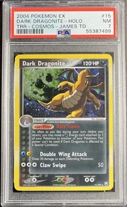 2004 Pokémon EX Team Rocket Returns 15 Dark Dragonite Holo Cosmos PSA 7 NM - Picture 1 of 2
