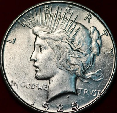 Uncirculated 1925-S San Francisco Mint Silver Peace Dollar - Image 1 of 2