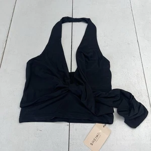 Shein Bae Black Wrap Sleeveless Halter Tank Top Women's Size Small New - Picture 1 of 6