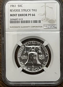 1961 Proof Franklin Error Coin Reverse Struck Thru PF66 NGC 50c Half Dollar - Picture 1 of 5