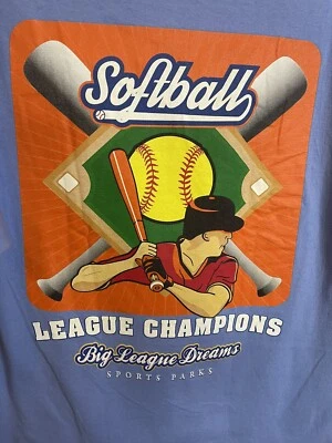 Softball Big League Dreams League Champions Ball Park T Shirt Adult Large Blue - Image 1 of 4