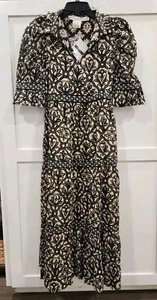 Gretchen Scott Women's Ruffle Collar Puff Sleeves Tiered Maxi Dress Sz XS - Picture 1 of 11