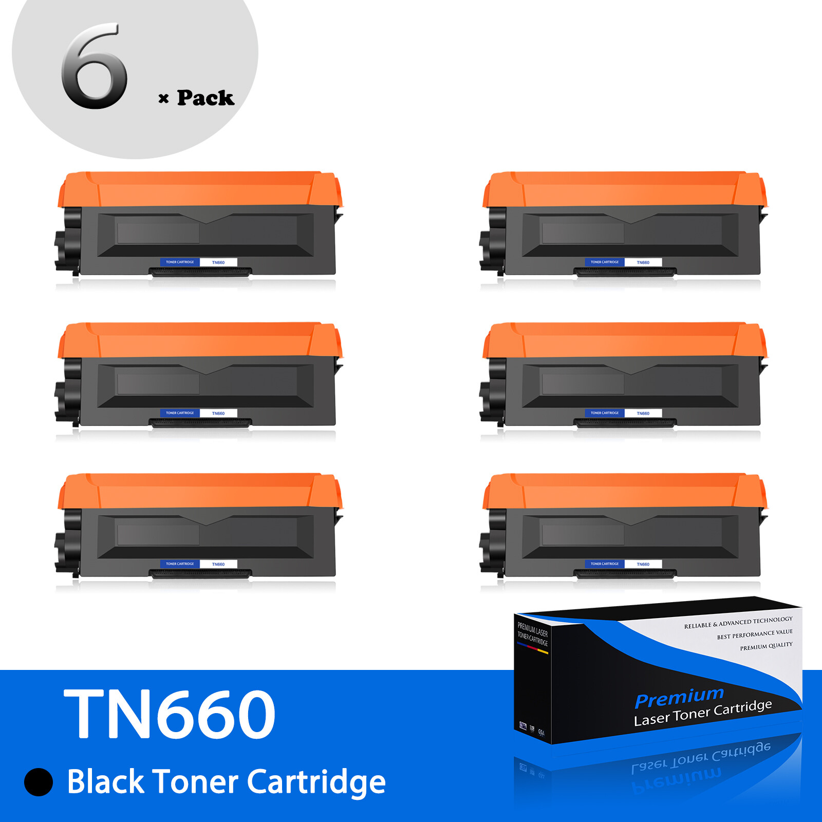 6 Pack TN660 Toner Cartridge for 
