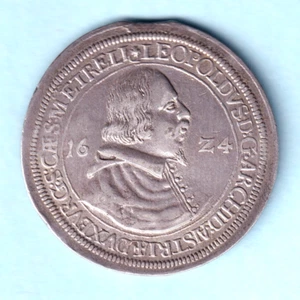 Austria. 1624 Thaler..  Leopold..  aEF/gVF - Picture 1 of 2