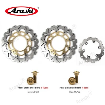 Front + Rear Brake Rotors & Bolts Set For Suzuki Hayabusa GSXR1300 2008 -2015 GD - Image 1 of 4