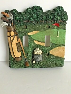 Cubierta de interruptor temática 3D cerámica doble interruptor verde golf 5" cuadrada Foto 1 de 4