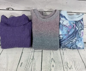Lot Of 3 Youth Girls Sweater/Sweatshirt Size Large 10/12 Purple/Blue - Picture 1 of 4