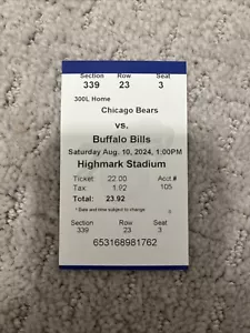 Caleb Williams 1st NFL Game Printed Box Office Ticket Bills Vs Bears 8/10/24 (2) - Picture 1 of 2