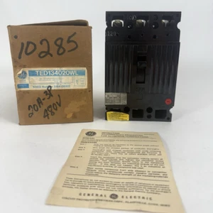 GE TED134020WL 20A 480V 3 Pole Circuit Breaker General Electric - Picture 1 of 6