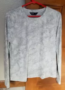 Simply Vera Wang Shirt Womens S Small White Floral Textured Long Sleeve Crew - Picture 1 of 5