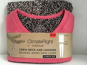 Cuddl Duds Climate Right 2 Pc Set Womens SMALL Crew Top & Leggings - Leopard NEW - Picture 1 of 7