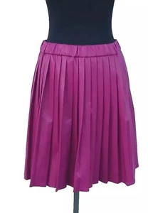 New York and Company Skirt Sz S Pink Pleated Faux Leather Dress Casual 4 6 NEW - Picture 1 of 3