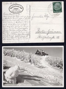 GERMANY Isergebirge 1936 Postal Agency Heufuderbaude, Bad Flinsberg Postcard - Picture 1 of 3