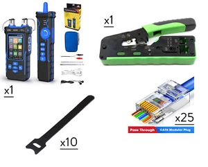 Network Engineer Advanced Ethernet Fiber Testing Crimp Tool RJ45 Plugs Bundle - Picture 1 of 5