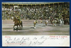 Messico Entrada de la Cuadrilla all'arena vista interna cartolina corrida - Foto 1 di 2