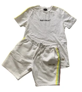 T-shirt uomo pantaloncino tuta set bianco pastello XL boohoo uomo set estivo - Foto 1 di 12