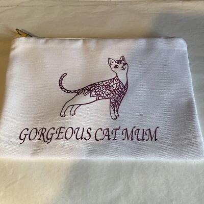 Gorgeous Cat Mum Fabric Lined Make Up Bag Pencil Case Mothers Day Birthday Gift - Image 1 of 3