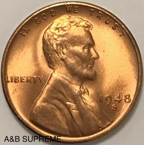 1948 S Lincoln Wheat Cent Bronze Penny Gem Bu Uncirculated Cover