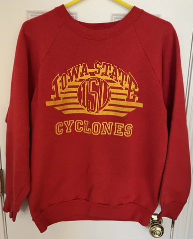 Vintage Iowa State Cyclones Sweatshirt ISU Crewneck Fruit Of The Loom USA LARGE Cover