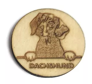 DOG DACHSHUND 8pc Magnet Set - Handmade Wood Laser Engraved Home Office Vet - Picture 1 of 3