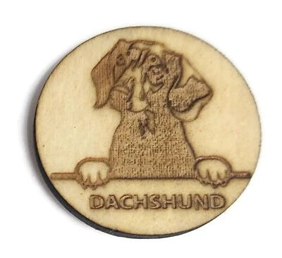 DOG DACHSHUND 8pc Magnet Set - Handmade Wood Laser Engraved Home Office Vet - Image 1 of 3