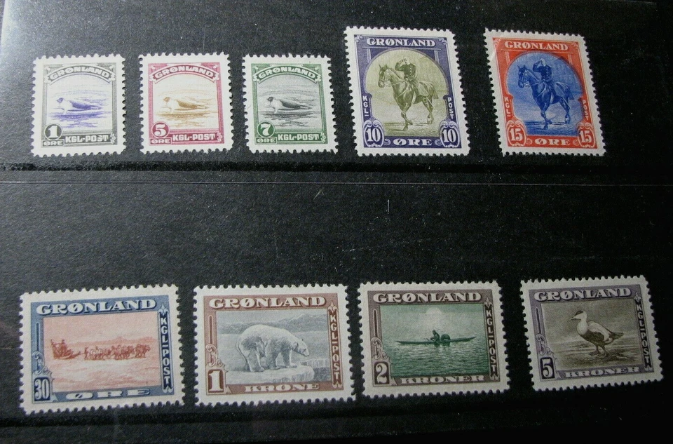 Greenland Stamp Scott# 10-18 Designs-Harp Seal & etc.1945 MH (See Note) L445 - Image 1 of 1