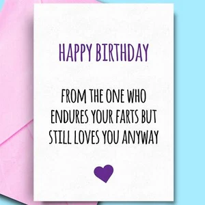 Tarjeta de cumpleaños para esposo divertidas tarjetas de humor grosero para novio compañero Hubby - Imagen 1 de 3