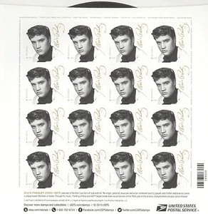 USPS Sheet of 16 Stamps Elvis Presley The King Rock and Roll Portrait Pane MNH - Picture 1 of 2