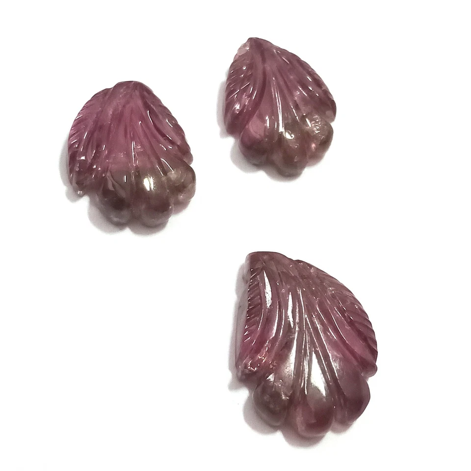 Handcarved Rubelite Tourmaline Set,Rubelite,12.01 Cttw,Hand Carved Gemstone  - Image 1 of 4
