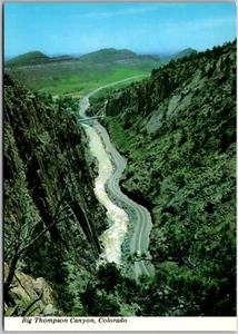 Postkarte Vintage Chrom Continental Big Thompson Canyon Colorado CO Luftaufnahme - Bild 1 von 3