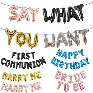 16" Letters Foil Balloons Custom Name Age Name Birthday Party DECORATION BALOONS - Picture 1 of 13