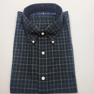 Ralph Lauren Men's Plaid Button Down dress Shirt Navy/Red 16 34/35 New With Tags - Picture 1 of 6