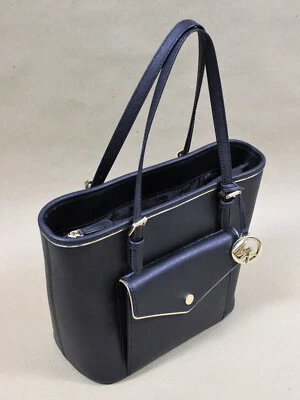 Michael Kors SAFFIANO FRAME - Black Leather Tote Bag with Gold Trim - Handbag - Image 1 of 4