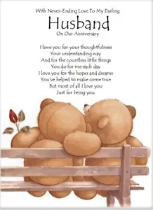 To My Darling Husband On Our Anniversary A5 Card Love Wedding Anniversary - Picture 1 of 2
