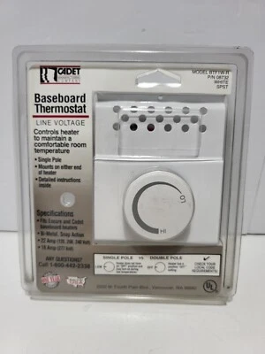 Cadet 08732 Thermostat Single-Pole Built-In White Baseboard New Sealed - Image 1 of 2