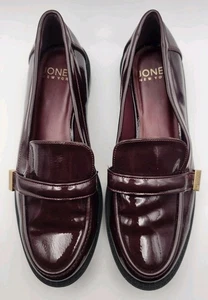 Mocassini donna Jones New York bordeaux lucido scarpe slip on taglia 7,5M - Foto 1 di 10