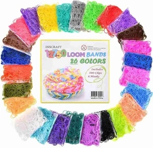 26 Farben Loom Bänder | 500 Clips + 6 Haken | Bastelset für Kinder - Bild 1 von 6