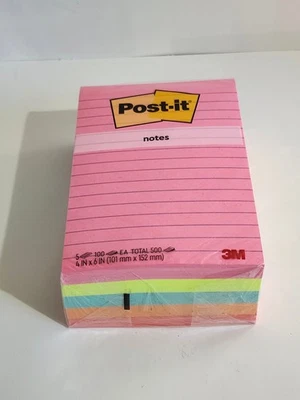 Post-it 4 in X 6 in Pads  Lined Note Pads 500 Sheets Total 5 Colors - Image 1 of 4