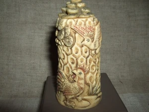 NETSUKE PARFÜMHALTER ESSENZEN PARFÜM BOX HAHN VOGEL BIRD FIGUR GR 85 - Bild 1 von 7